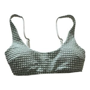 Abercrombie Seersucker bikini top Green White Gingham - size XS